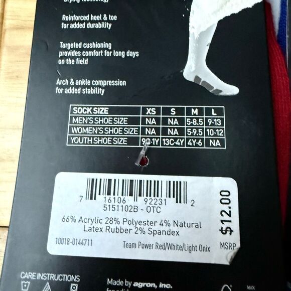 Adidas youth Baseball OVER-The-CALF SOCKS blue and red Compression Sz S NWT - Picture 3 of 5